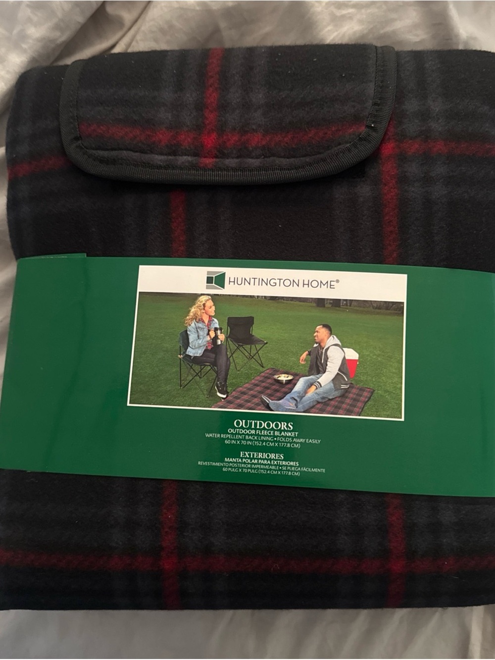 Huntington Home Black and Red Plaid Fleece Blanket